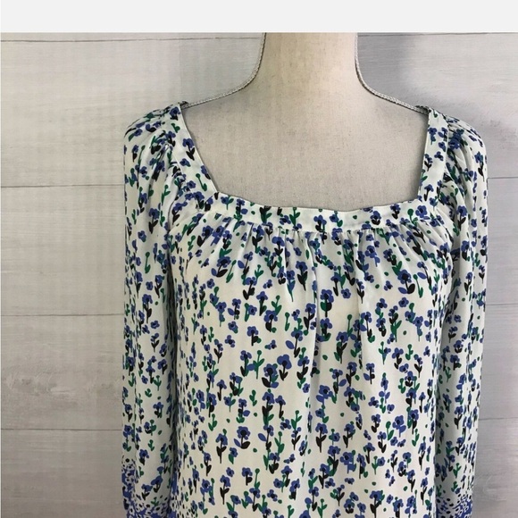 Talbots - Blue & green floral chiffon blouse Size 2X - Picture 4 of 9